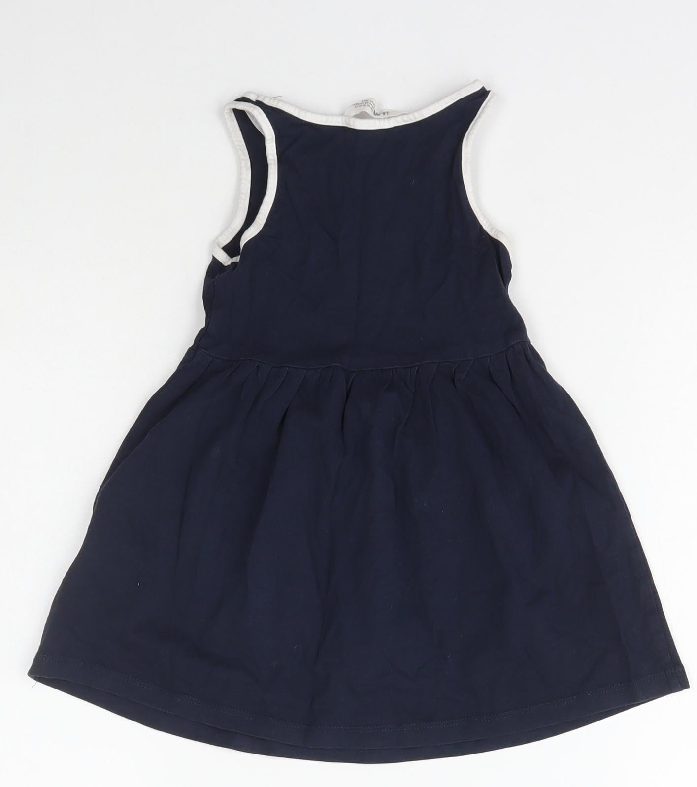 H&M Girls Blue  Cotton A-Line  Size 2 Years  Scoop Neck Pullover - Unicorn