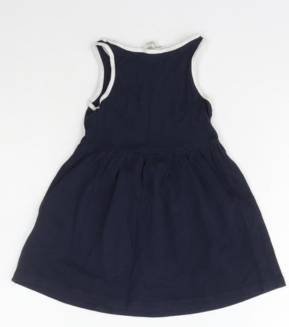 H&M Girls Blue  Cotton A-Line  Size 2 Years  Scoop Neck Pullover - Unicorn