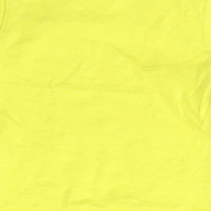 Marks and Spencer Boys Yellow  Cotton Basic T-Shirt Size 6-9 Months Crew Neck Snap