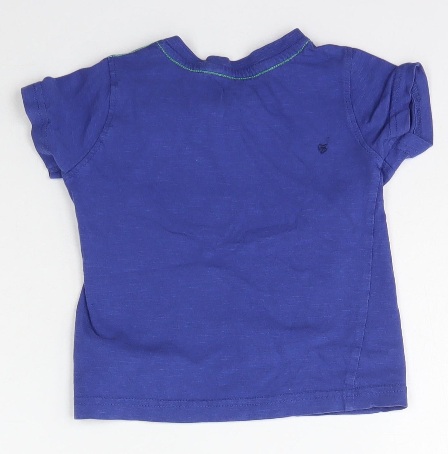 Mothercare Baby Blue  Cotton Basic T-Shirt Size 12-18 Months Crew Neck Snap