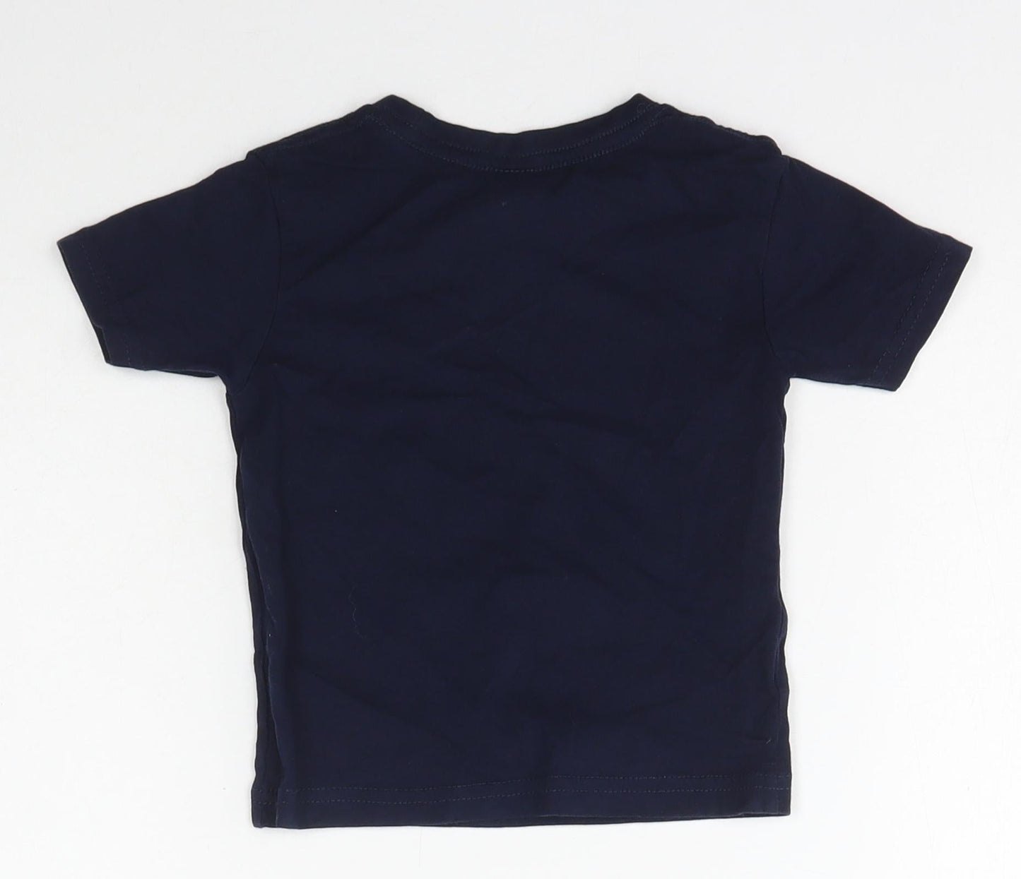 JHK Boys Blue Geometric Cotton Basic T-Shirt Size 2 Years Crew Neck Pullover
