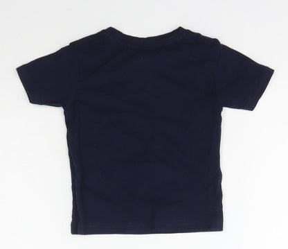 JHK Boys Blue Geometric Cotton Basic T-Shirt Size 2 Years Crew Neck Pullover