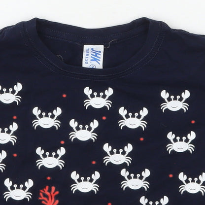 JHK Boys Blue Geometric Cotton Basic T-Shirt Size 2 Years Crew Neck Pullover