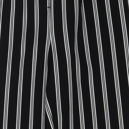 New Look Womens Black Striped Polyester Carrot Trousers Size 6 L26 in Regular Button