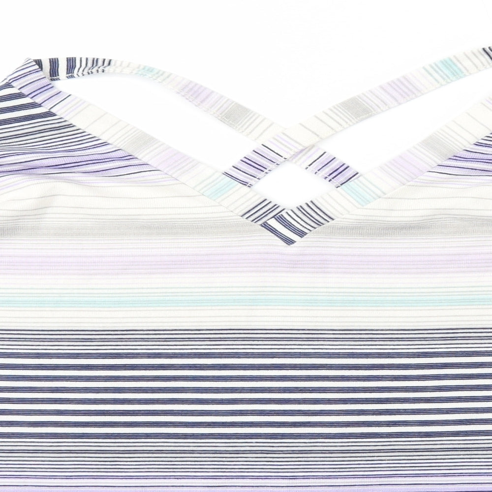 George Womens Multicoloured V-Neck Striped Polyester Pullover Jumper Size 12