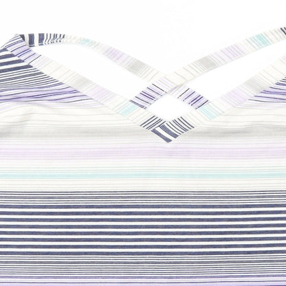 George Womens Multicoloured V-Neck Striped Polyester Pullover Jumper Size 12