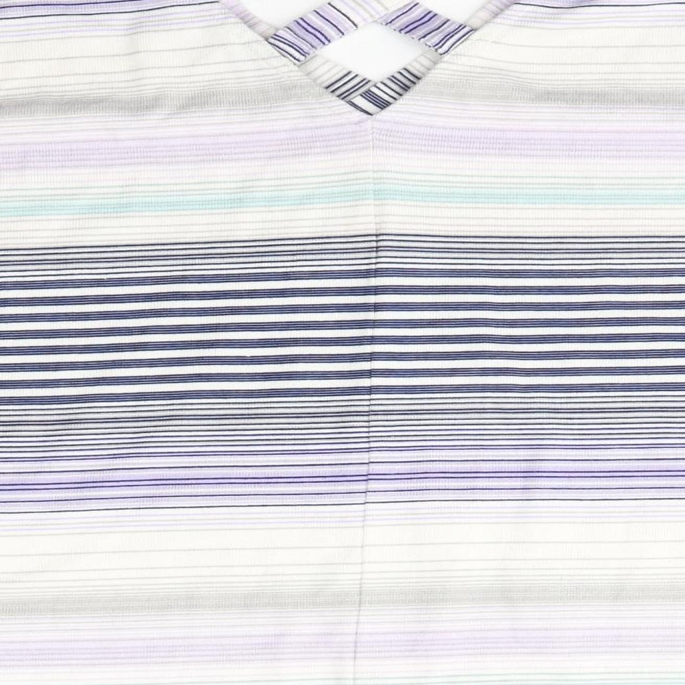 George Womens Multicoloured V-Neck Striped Polyester Pullover Jumper Size 12