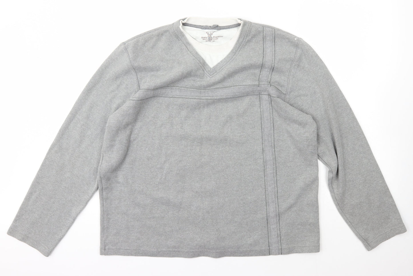 St Bernard Mens Grey V-Neck  Cotton Pullover Jumper Size XL
