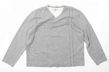 St Bernard Mens Grey V-Neck  Cotton Pullover Jumper Size XL