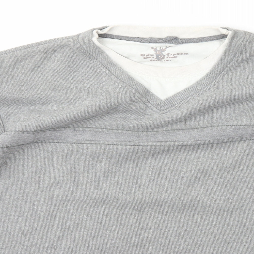 St Bernard Mens Grey V-Neck  Cotton Pullover Jumper Size XL