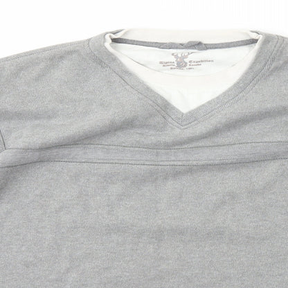 St Bernard Mens Grey V-Neck  Cotton Pullover Jumper Size XL