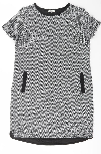 Peacocks Womens Black Herringbone Polyester A-Line  Size 10  Scoop Neck Pullover