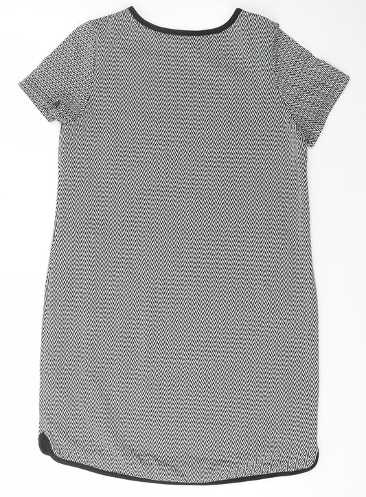 Peacocks Womens Black Herringbone Polyester A-Line  Size 10  Scoop Neck Pullover