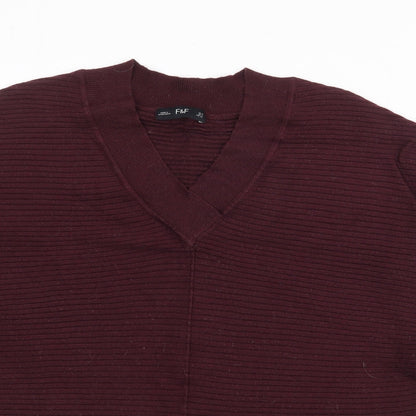 F&F Womens Purple V-Neck  Viscose Pullover Jumper Size 10