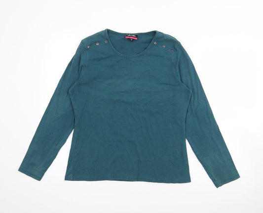 Arista Womens Blue Scoop Neck  Cotton Pullover Jumper Size 16