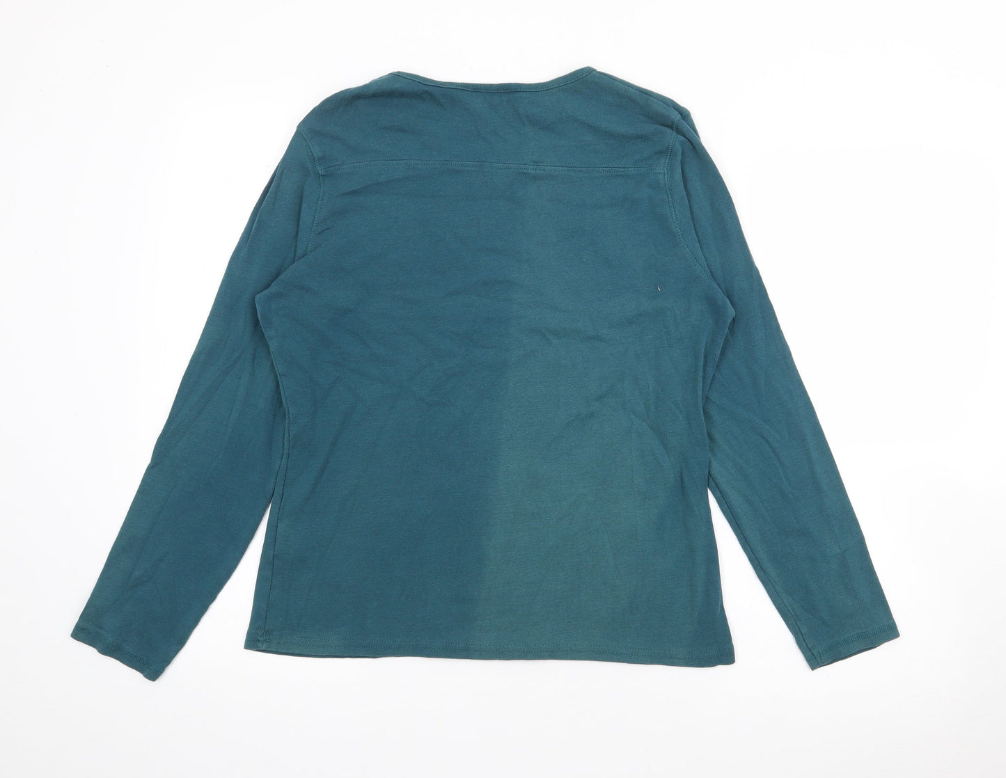 Arista Womens Blue Scoop Neck  Cotton Pullover Jumper Size 16