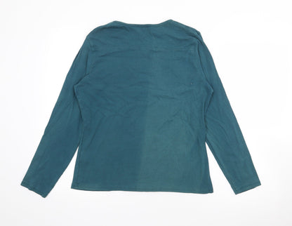 Arista Womens Blue Scoop Neck  Cotton Pullover Jumper Size 16