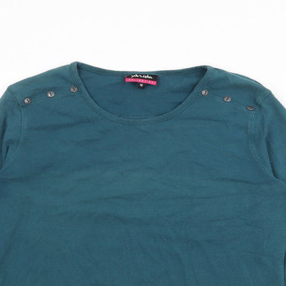 Arista Womens Blue Scoop Neck  Cotton Pullover Jumper Size 16