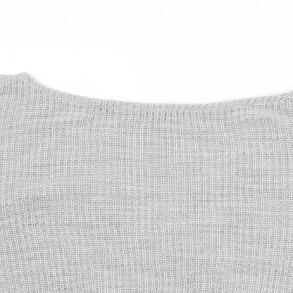 Femme Luxe Womens Grey Boat Neck  Acrylic Pullover Jumper Size S