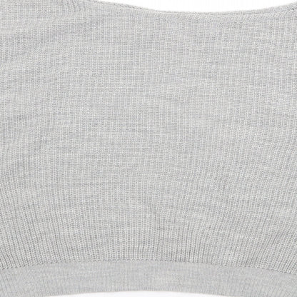 Femme Luxe Womens Grey Boat Neck  Acrylic Pullover Jumper Size S