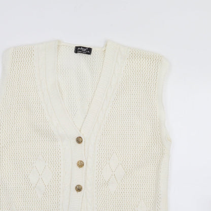 Womens UK Size L Pulse White Cardigan Jumper