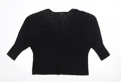 New Look Womens Black Boat Neck  Viscose Pullover Jumper Size L