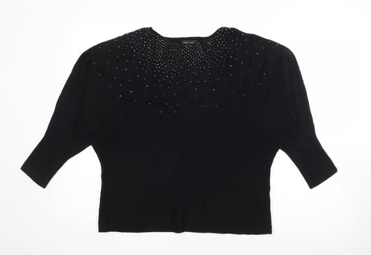New Look Womens Black Boat Neck  Viscose Pullover Jumper Size L