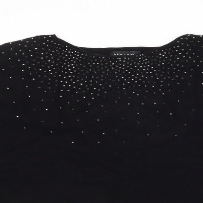 New Look Womens Black Boat Neck  Viscose Pullover Jumper Size L