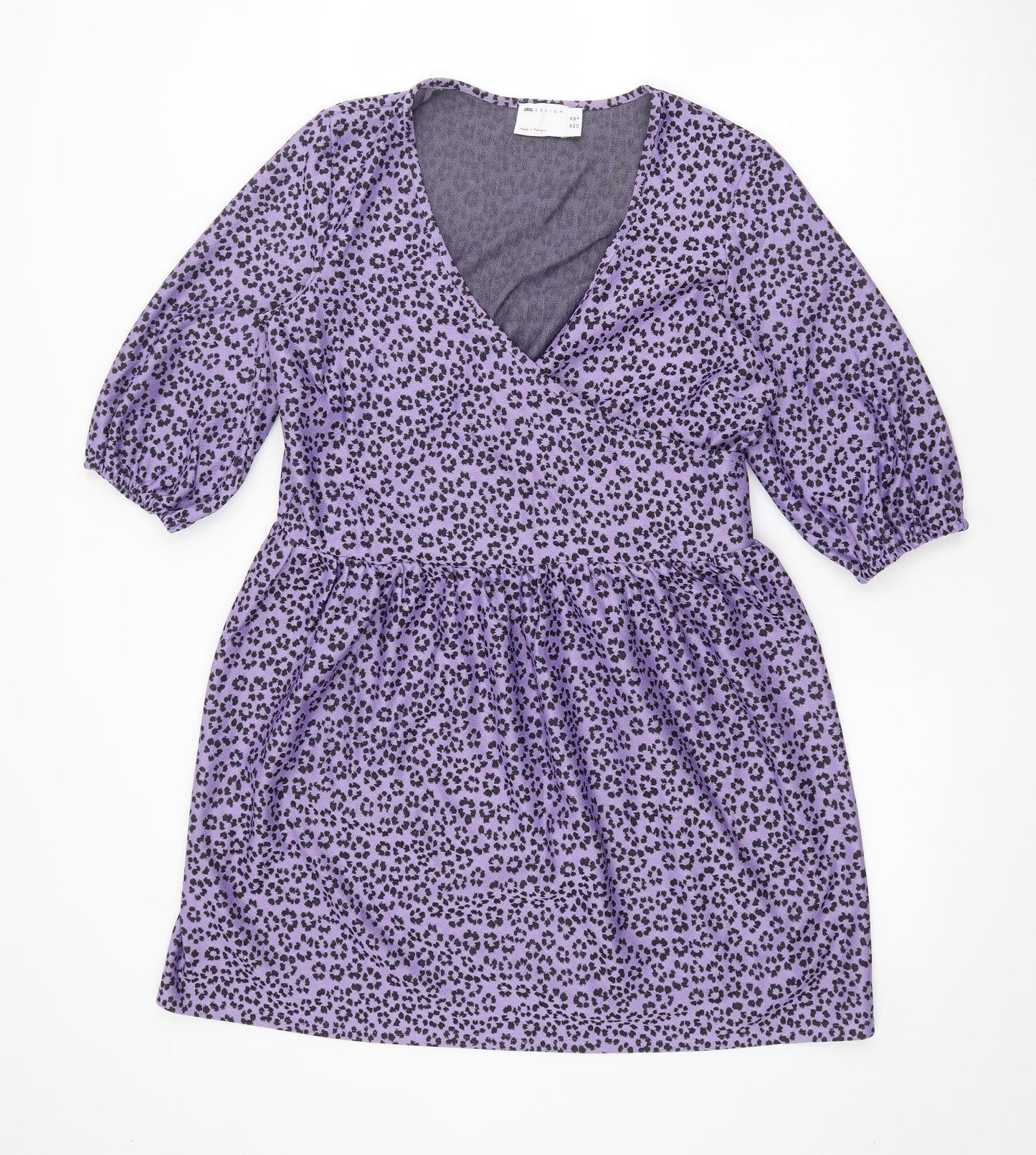 ASOS Womens Purple Animal Print Polyester Fit & Flare  Size 10  V-Neck