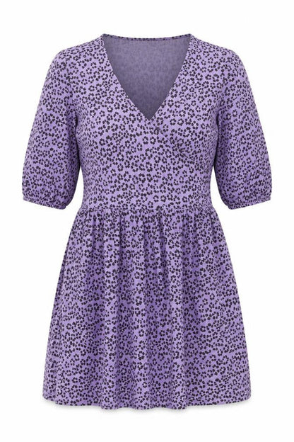 ASOS Womens Purple Animal Print Polyester Fit & Flare  Size 10  V-Neck