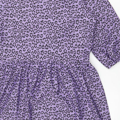 ASOS Womens Purple Animal Print Polyester Fit & Flare  Size 10  V-Neck