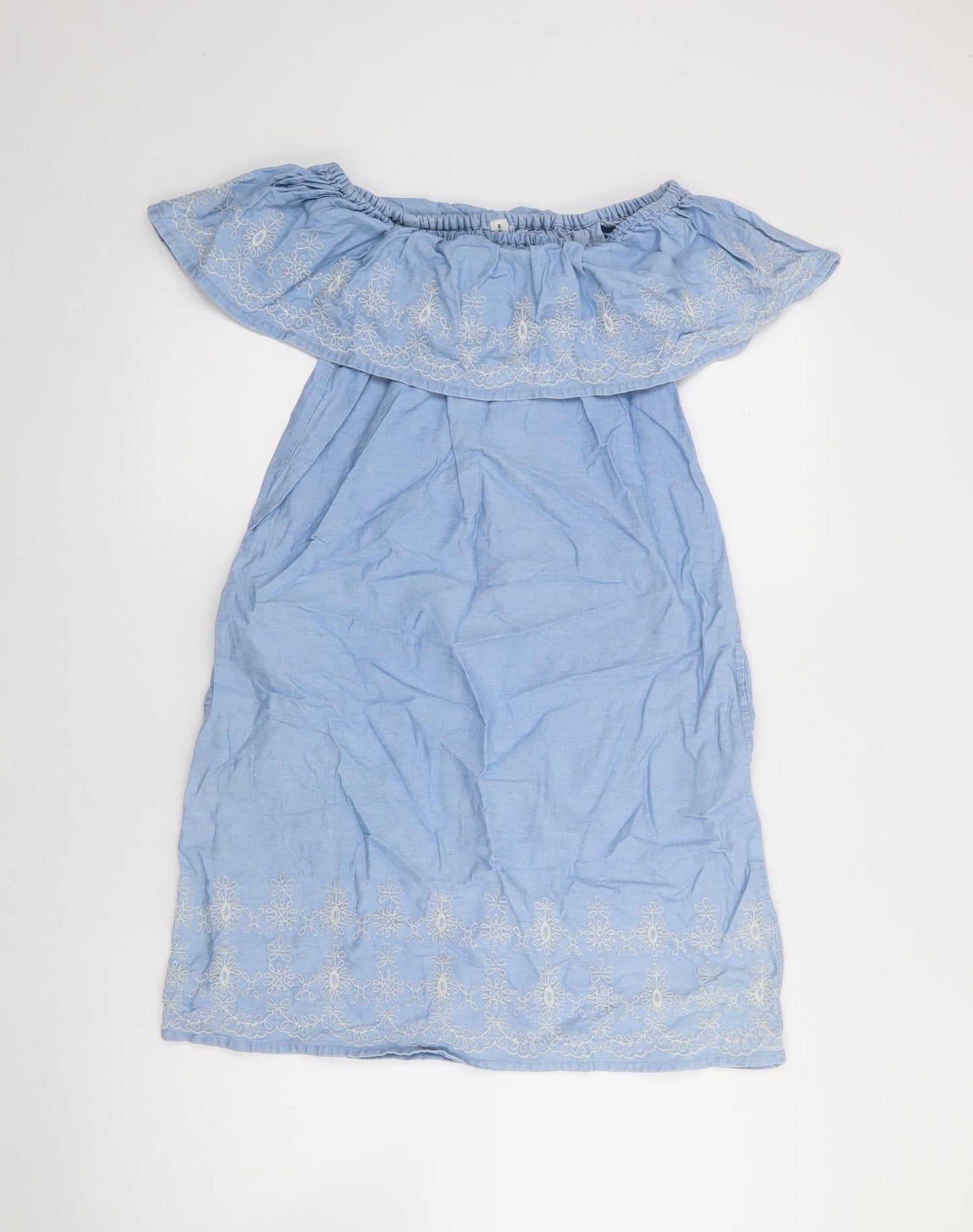 Denim Co Womens Blue  Cotton Fit & Flare  Size 8  Off the Shoulder