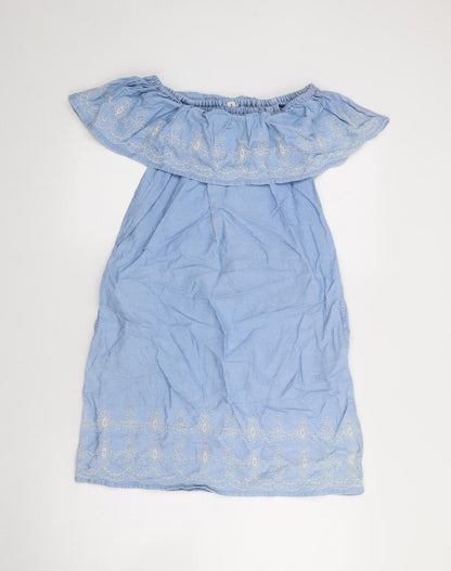 Denim Co Womens Blue  Cotton Fit & Flare  Size 8  Off the Shoulder