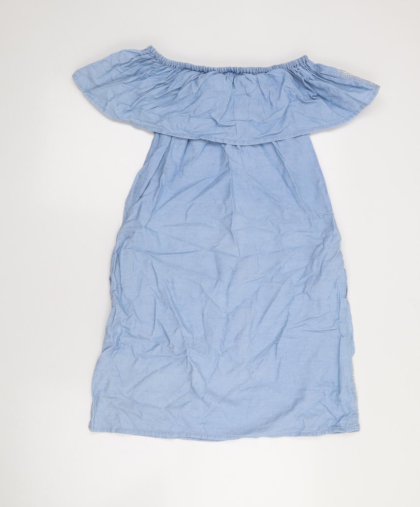 Denim Co Womens Blue  Cotton Fit & Flare  Size 8  Off the Shoulder