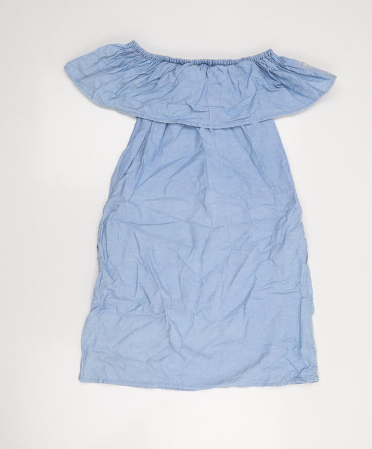 Denim Co Womens Blue  Cotton Fit & Flare  Size 8  Off the Shoulder