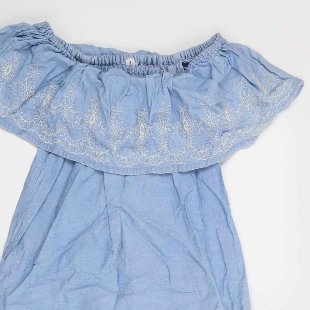 Denim Co Womens Blue  Cotton Fit & Flare  Size 8  Off the Shoulder