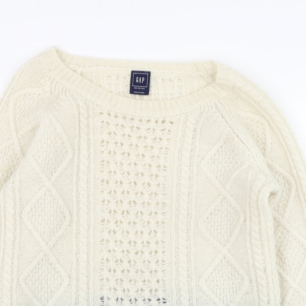 Gap Womens Ivory Round Neck  Nylon Pullover Jumper Size XS