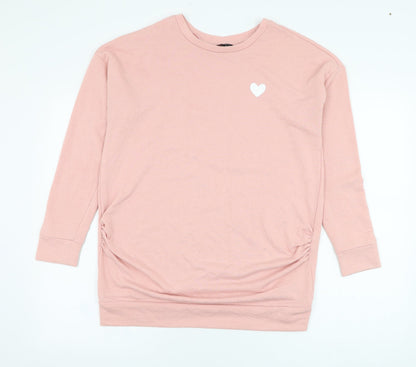Peacocks Womens Pink  Polyester Pullover Sweatshirt Size 10  Pullover - Heart