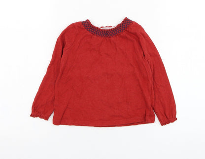 F&F Girls Red  Cotton Basic T-Shirt Size 18-24 Months Round Neck Pullover