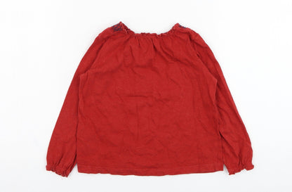 F&F Girls Red  Cotton Basic T-Shirt Size 18-24 Months Round Neck Pullover