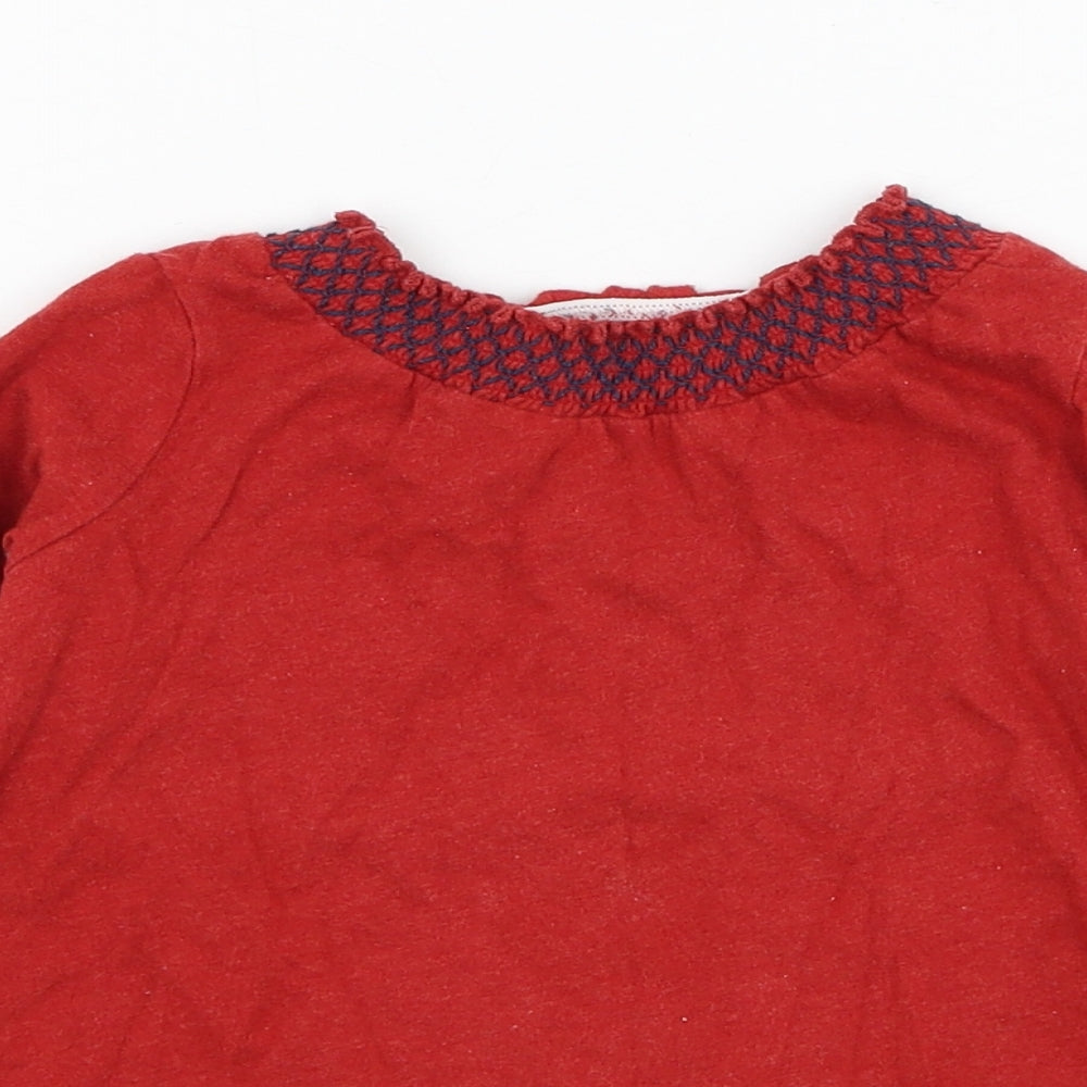F&F Girls Red  Cotton Basic T-Shirt Size 18-24 Months Round Neck Pullover