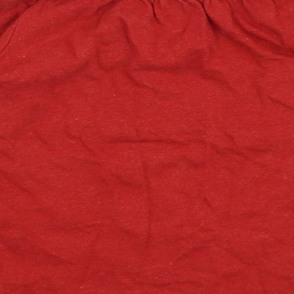 F&F Girls Red  Cotton Basic T-Shirt Size 18-24 Months Round Neck Pullover