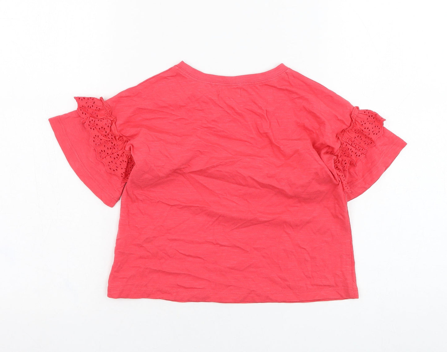 NEXT Girls Pink  Cotton Basic T-Shirt Size 6 Years Round Neck Pullover