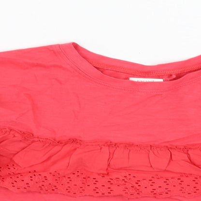 NEXT Girls Pink  Cotton Basic T-Shirt Size 6 Years Round Neck Pullover
