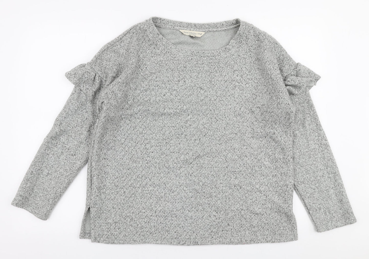 F&F Womens Grey Round Neck  Acrylic Pullover Jumper Size 12