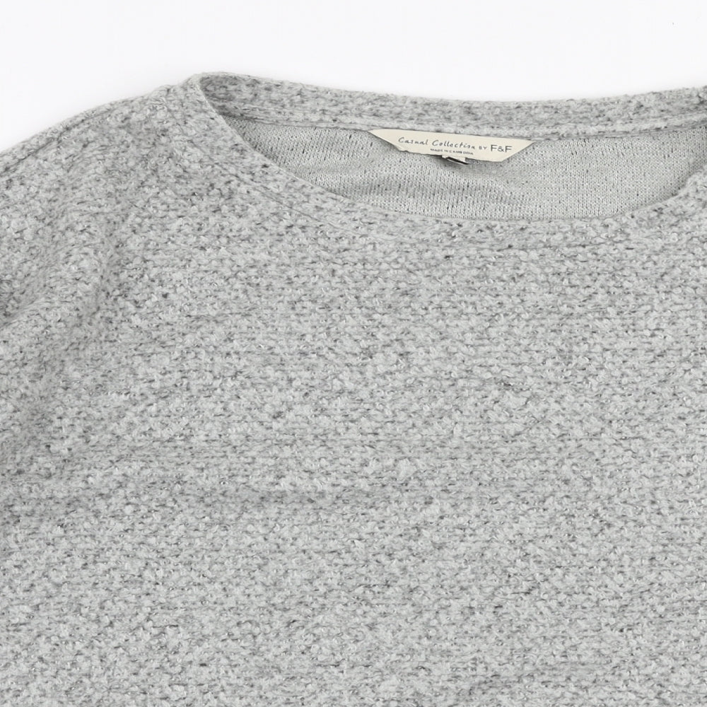 F&F Womens Grey Round Neck  Acrylic Pullover Jumper Size 12