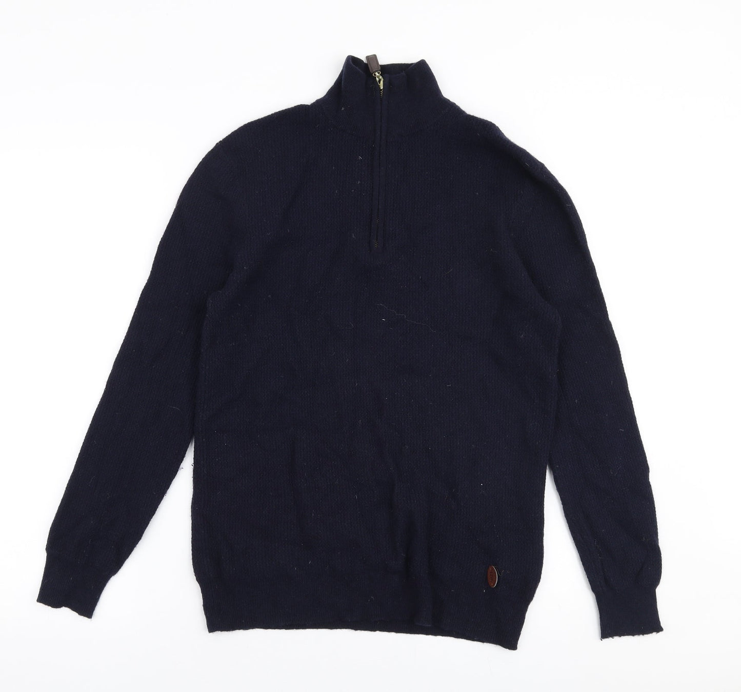 Hammond & Co Mens Blue High Neck  Wool Pullover Jumper Size S