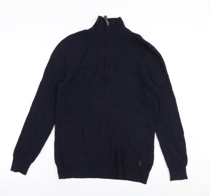 Hammond & Co Mens Blue High Neck  Wool Pullover Jumper Size S