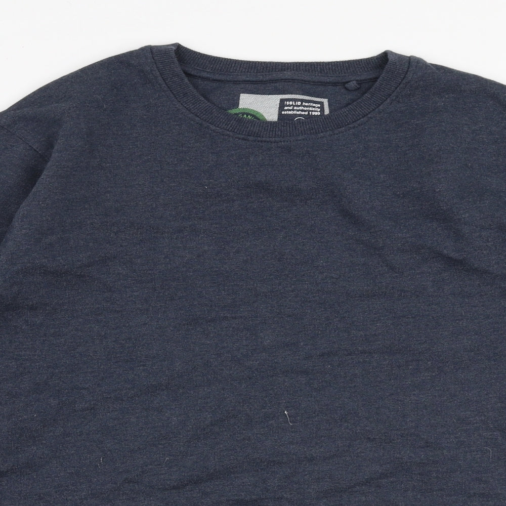 !Solid Mens Grey  Polyester Pullover Sweatshirt Size M