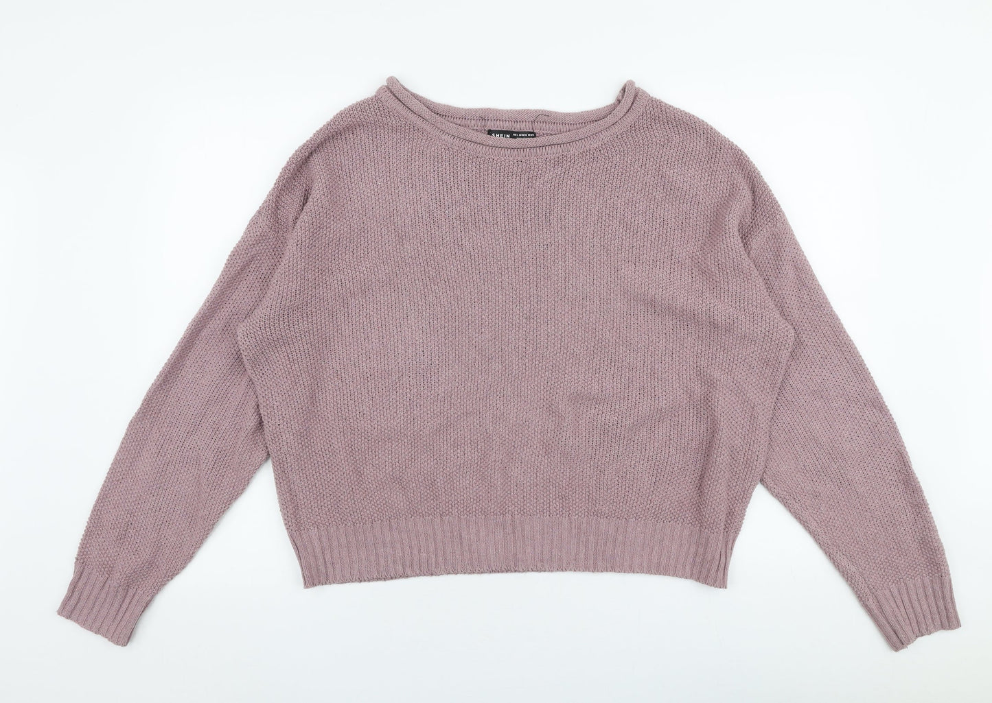 SheIn Womens Purple Boat Neck  Polyester Pullover Jumper Size L